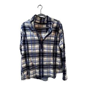 St. John Bay Women's Blue and White Plaid Pullover Sweater Size Large